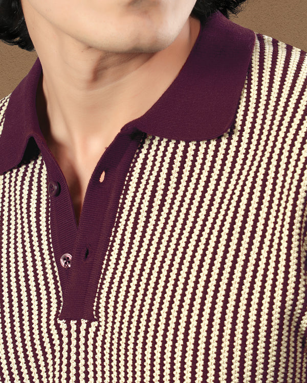 Dual Weave Knit Polo T-shirt