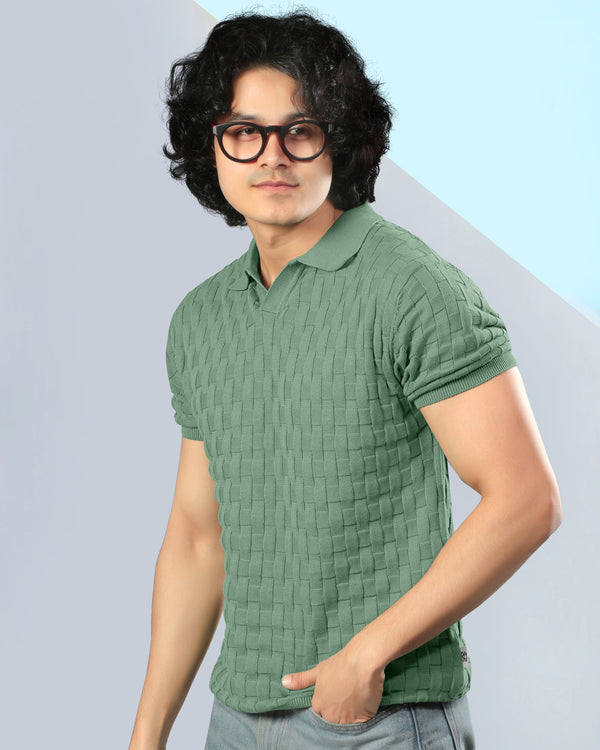 Woven Textured Polo T-shirt