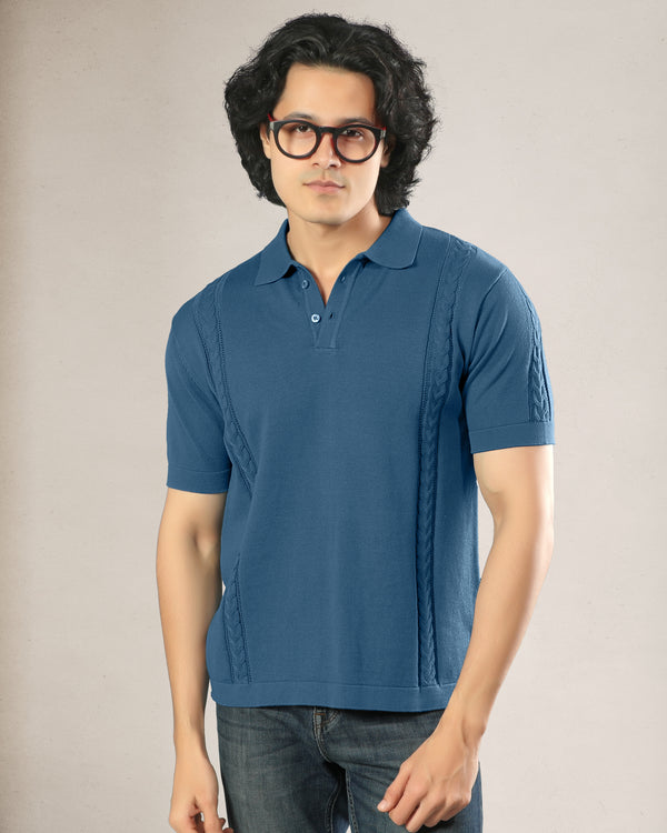 Cable Textured Polo T-shirt